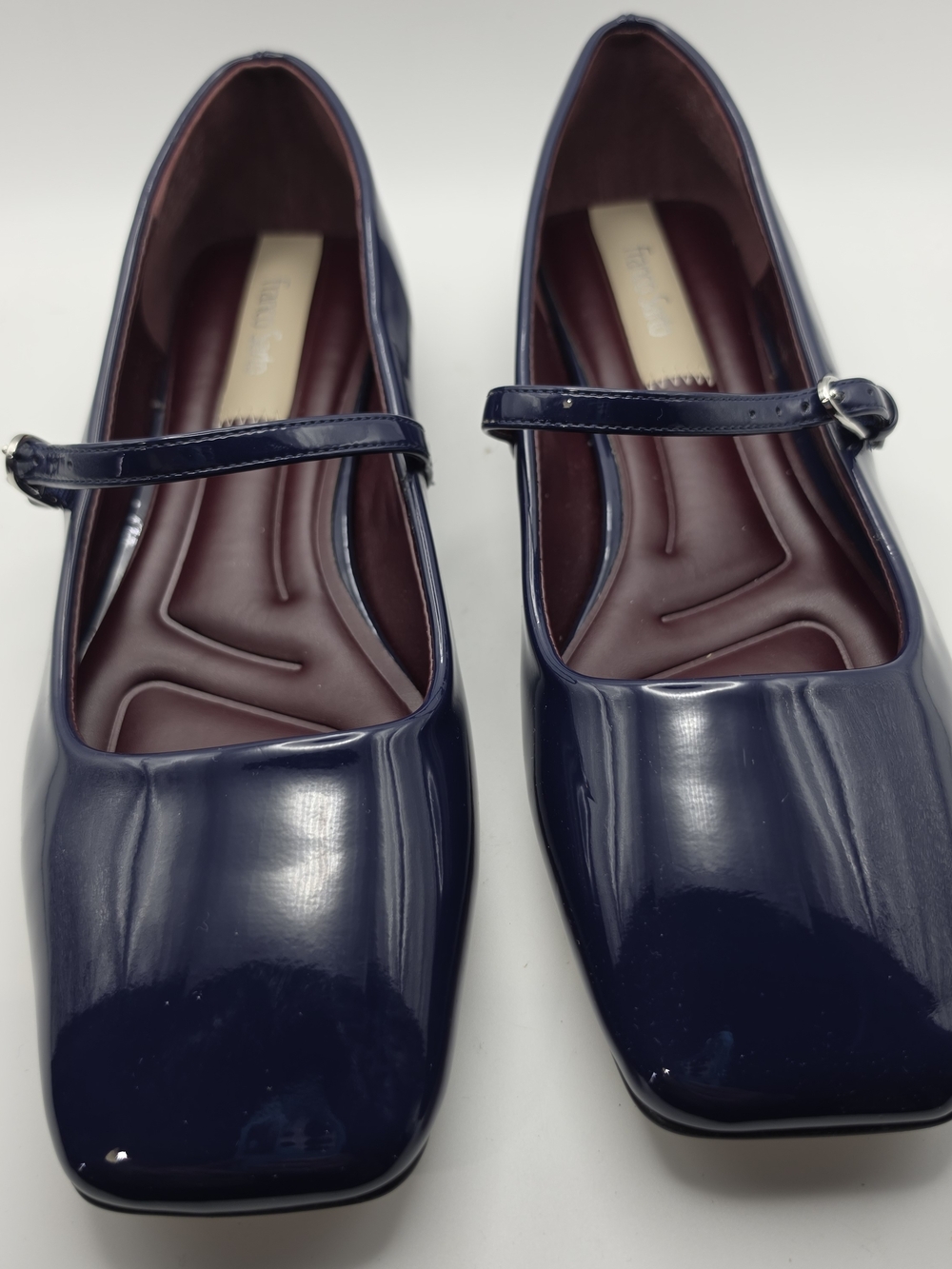 NEW Franco Sarto Tinsley Navy Patent Leather Square Toe Mary Jane Flats Size 8.5